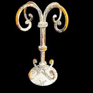 Vintage Iron Scroll Distressed Tabletop Coffee Mug Holder Shabby Chic Sturdy